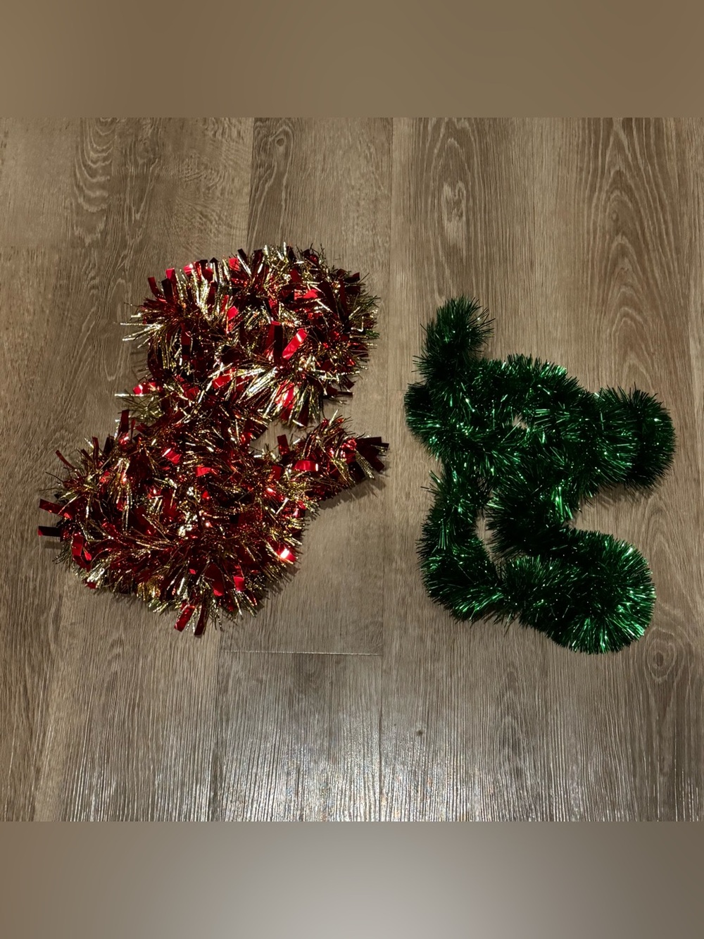 Festive Red & Gold and Green Tinsel Garland Set - Holiday Home Decor